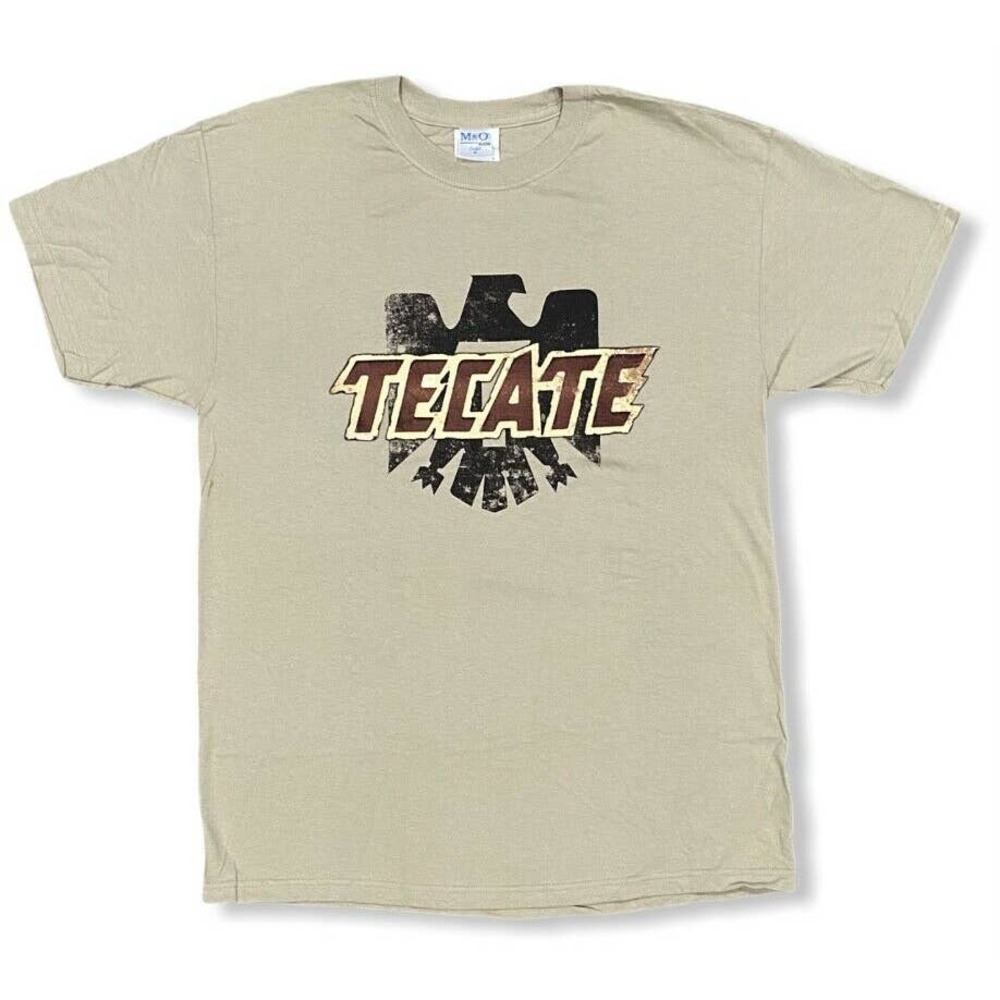 Tecate Cerveza Beer Men's Official Licensed Logo Tee T-Shirt- Khaki
